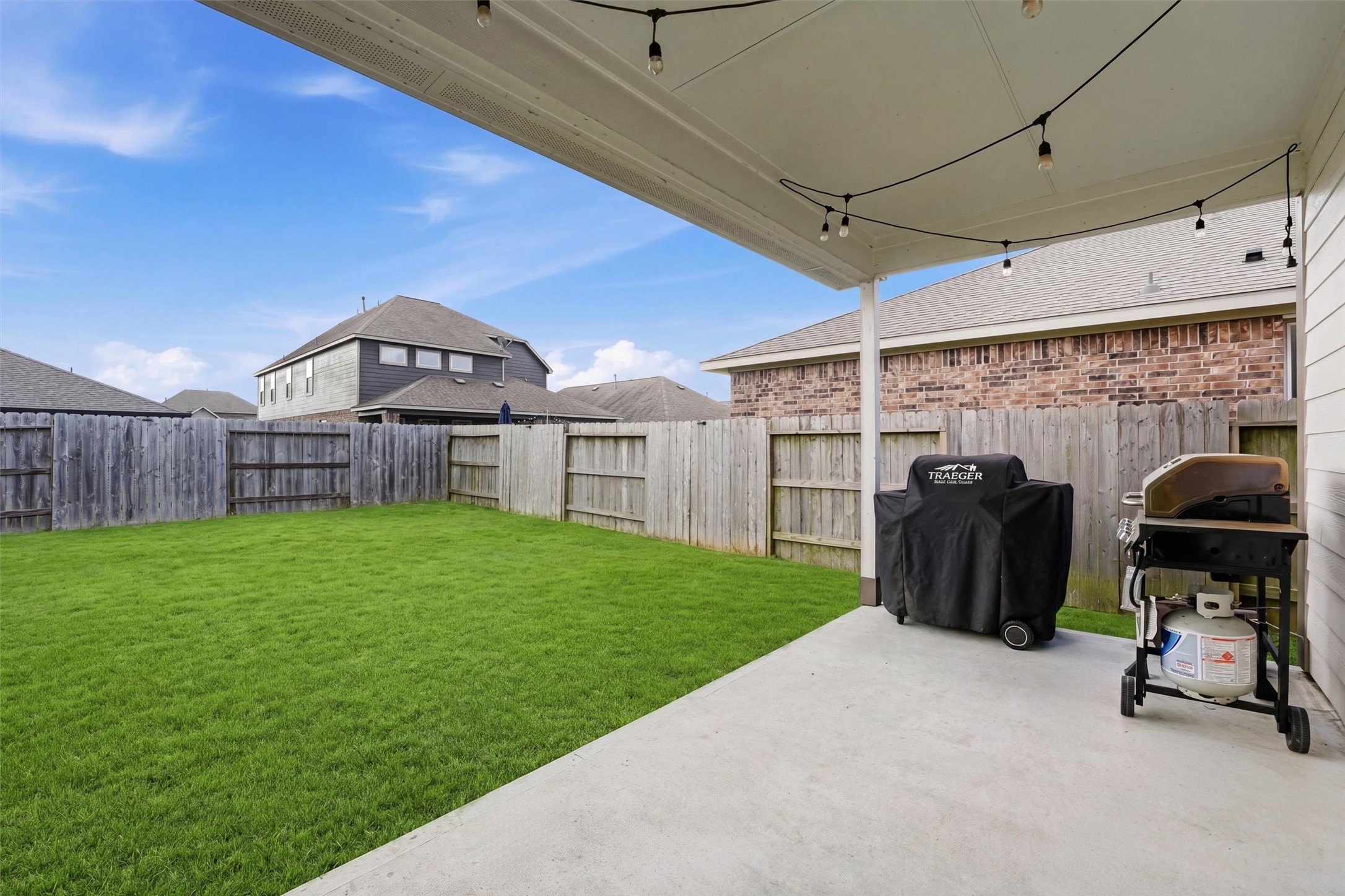 2130 Shellbark Way La Marque, TX 77568 - Photo 21 of 30 Covered patio with the potential to provide a private outdoor space ideal for entertaining or relaxing.