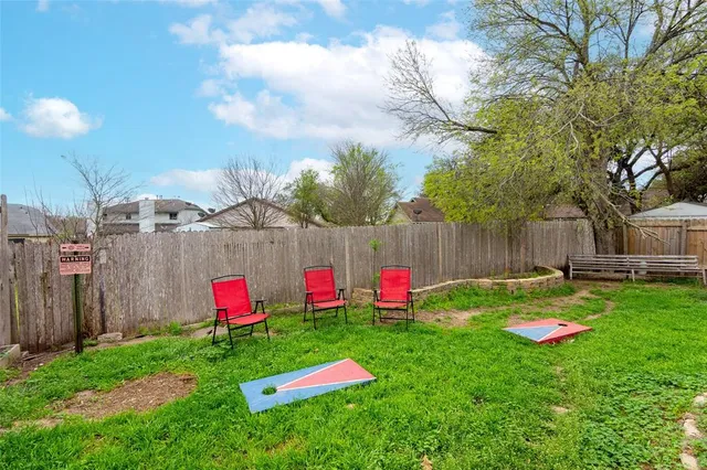 a view of backyard with hardwood