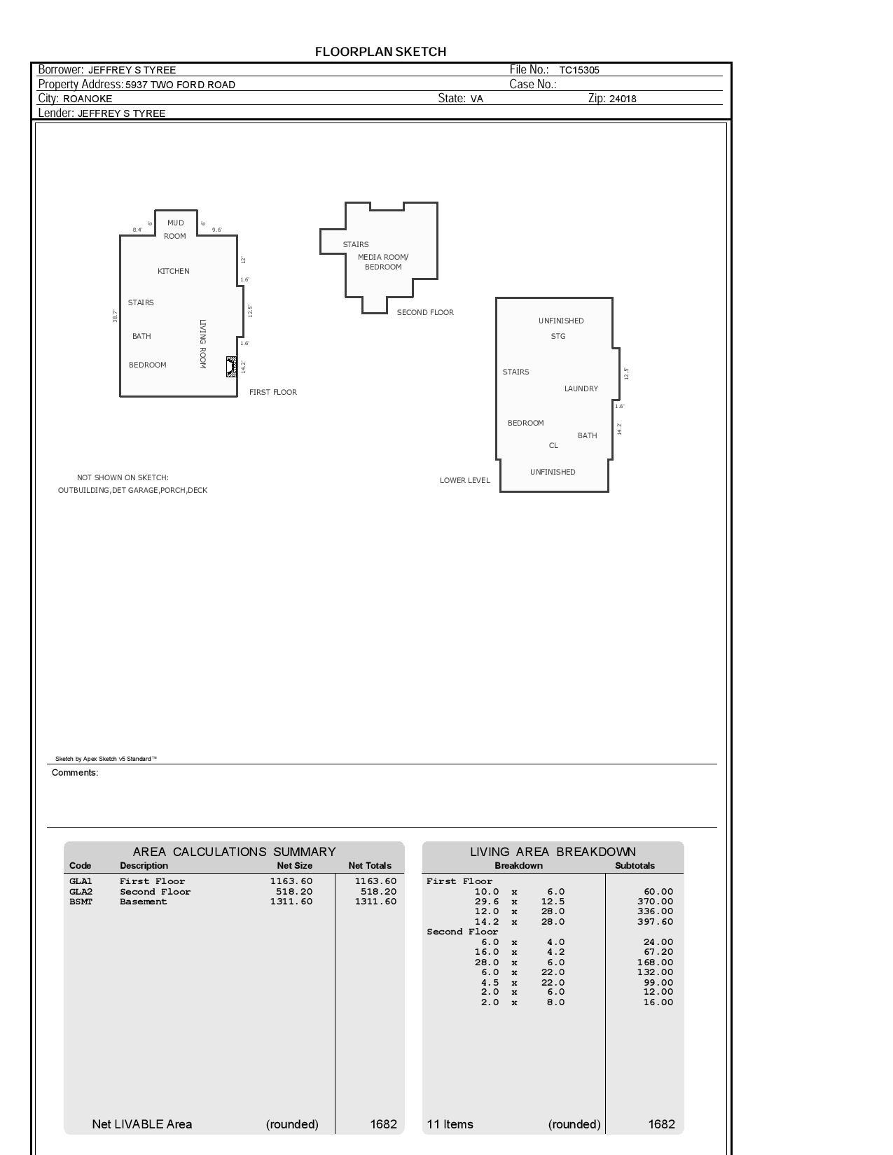 5937 2 Ford Road Roanoke, VA 24018 - Photo 36 of 36 5937 Two Ford floorplan sketch pic