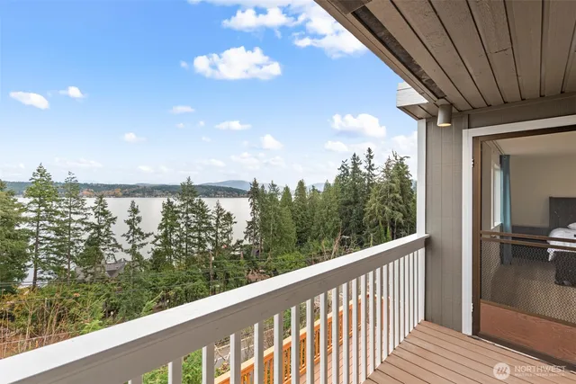 a view of a balcony with an outdoor space