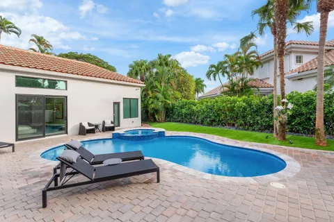 an aerial view of a house having outdoor space