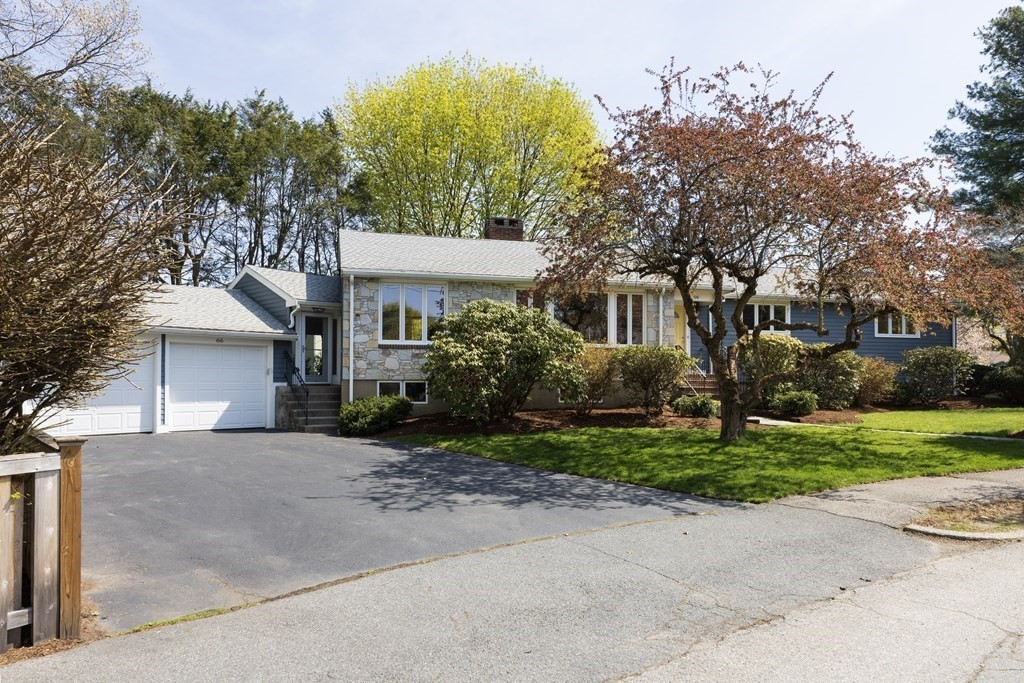 a view of a house with a tree in front of it