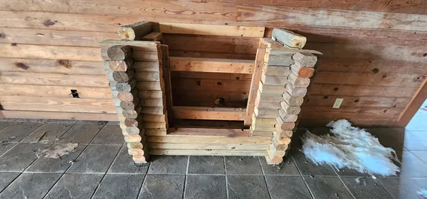 a view of wooden cabinets