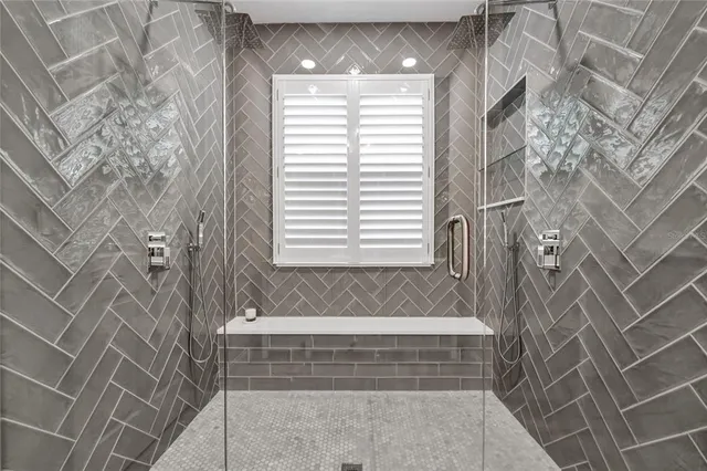 a bathroom with a window