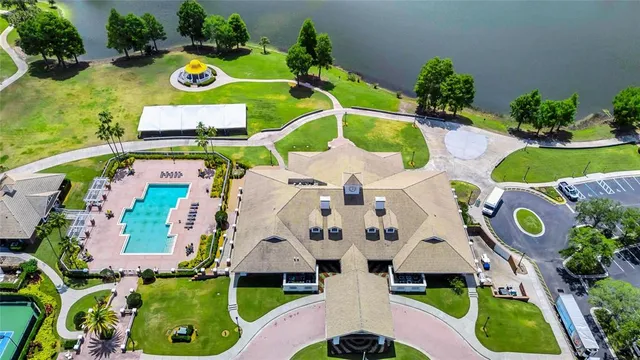 an aerial view of a house