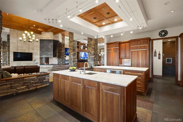 a outdoor living space with patio furniture and a fireplace