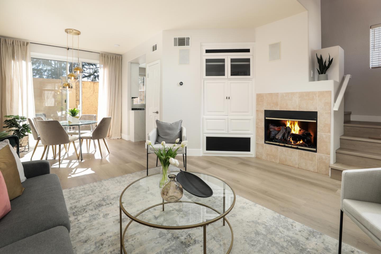 425 Nicholas Drive Mountain View, CA 94043 - Photo 2 of 36 a living room with furniture and a fireplace