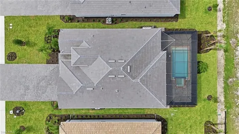 an aerial view of a house