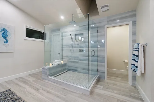 a bathroom with a shower