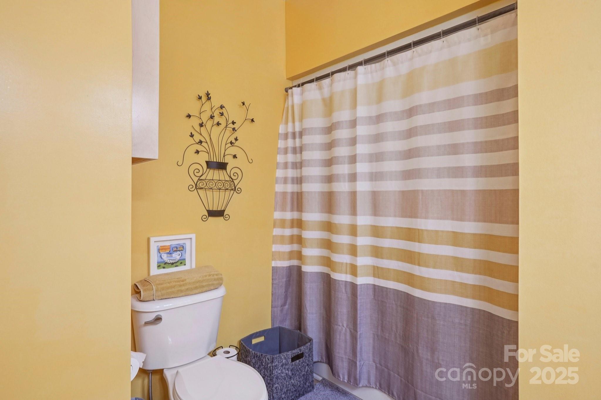 105 Berea Baptist Church Road Stanfield, NC 28163 - Photo 31 of 48 a white toilet sitting next to a shower curtain