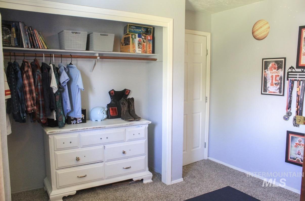 1452 Weiser River Road Weiser, ID 83672 - Photo 19 of 38 Built-in closet system featuring a top shelf, hanging rod, and textured carpeting