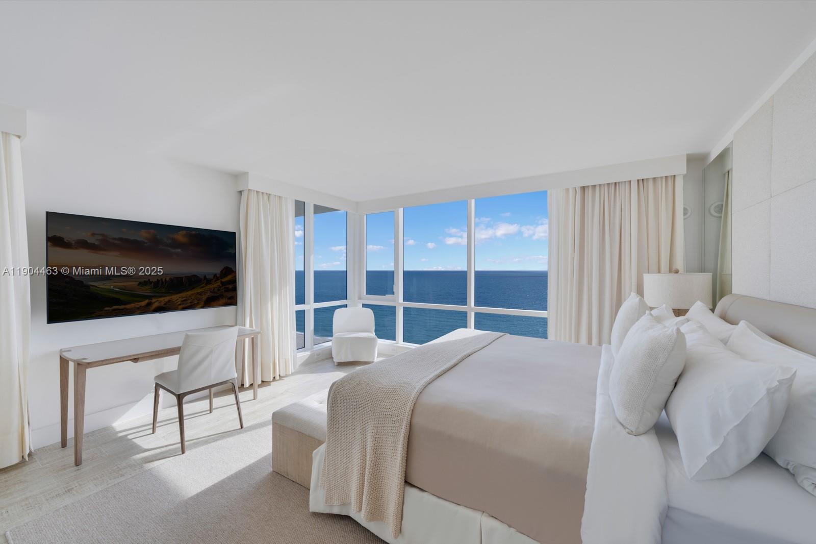 102 24th Street, Unit 1519 Miami Beach, FL 33139 - Photo 4 of 35 a bedroom with a bed and a flat screen tv