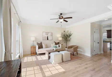 a living room with furniture