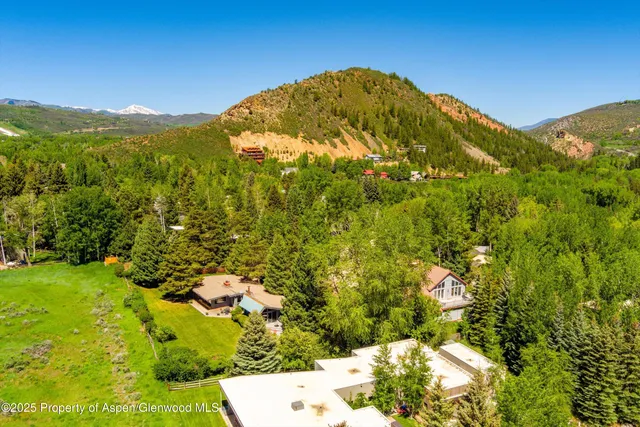 a view of a lush green hillside and houses
