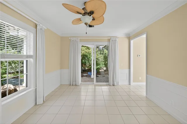 a view of a garden with a tree