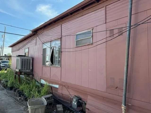 an outdoor space with seating