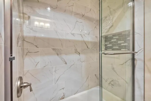 a bathroom with a bathtub