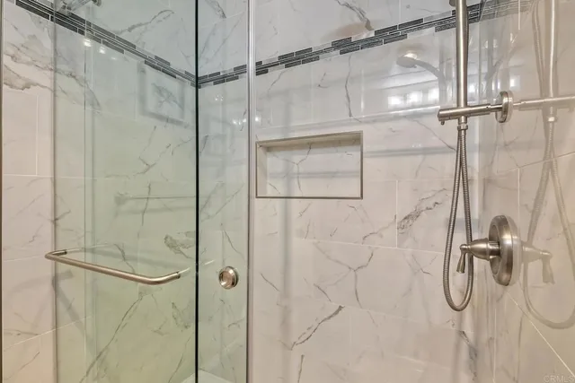 a bathroom that has a shower