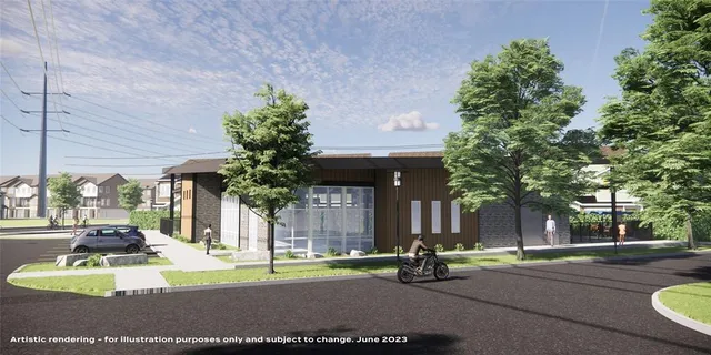 an outdoor view with patio