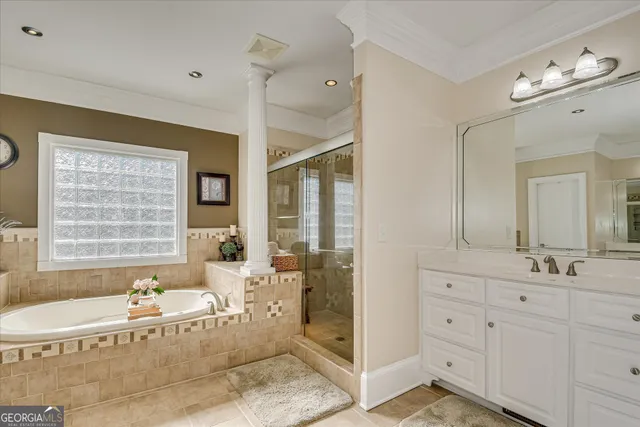 a bedroom with furniture and a rug