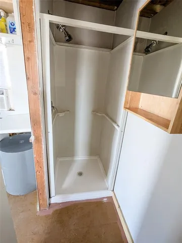 a bathroom with a bathtub