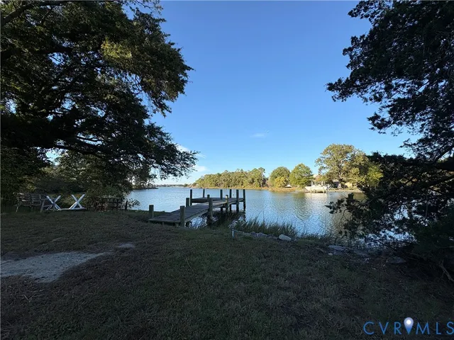 a view of a lake from a yard