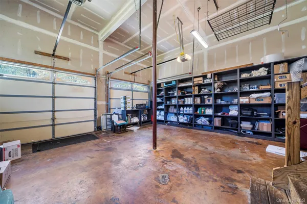 a view of a room with racks on the wall