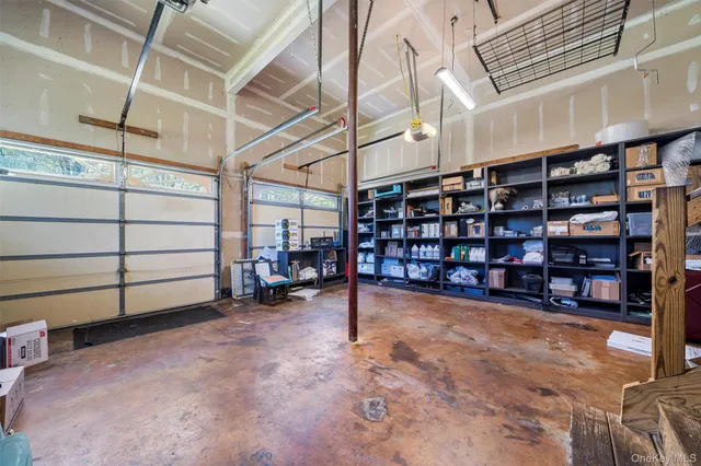 a view of a room with racks on the wall