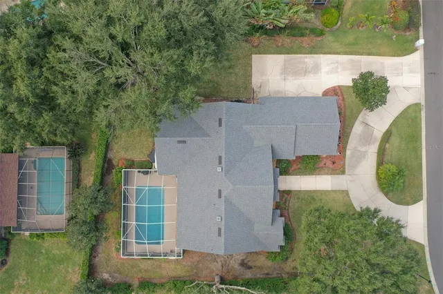 an aerial view of a house