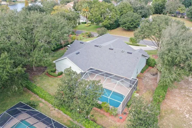 an aerial view of a house