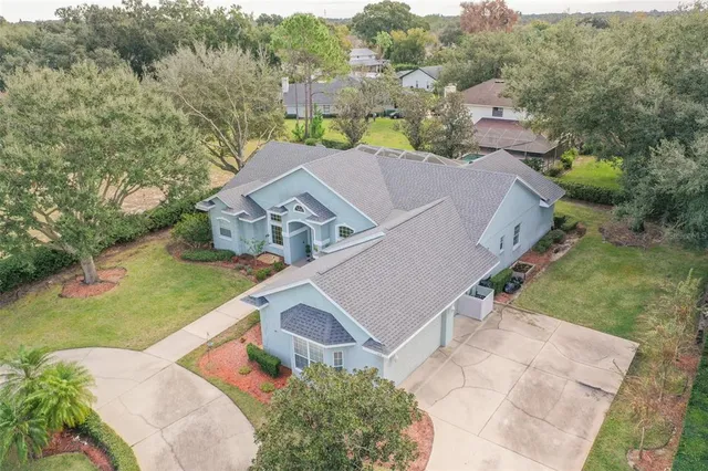 an aerial view of a house