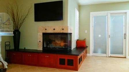 14229 Legacy Lane El Cajon, CA 92021 - Photo 9 of 25 Corner Fireplace in family room and Pella French doors with built in blinds.