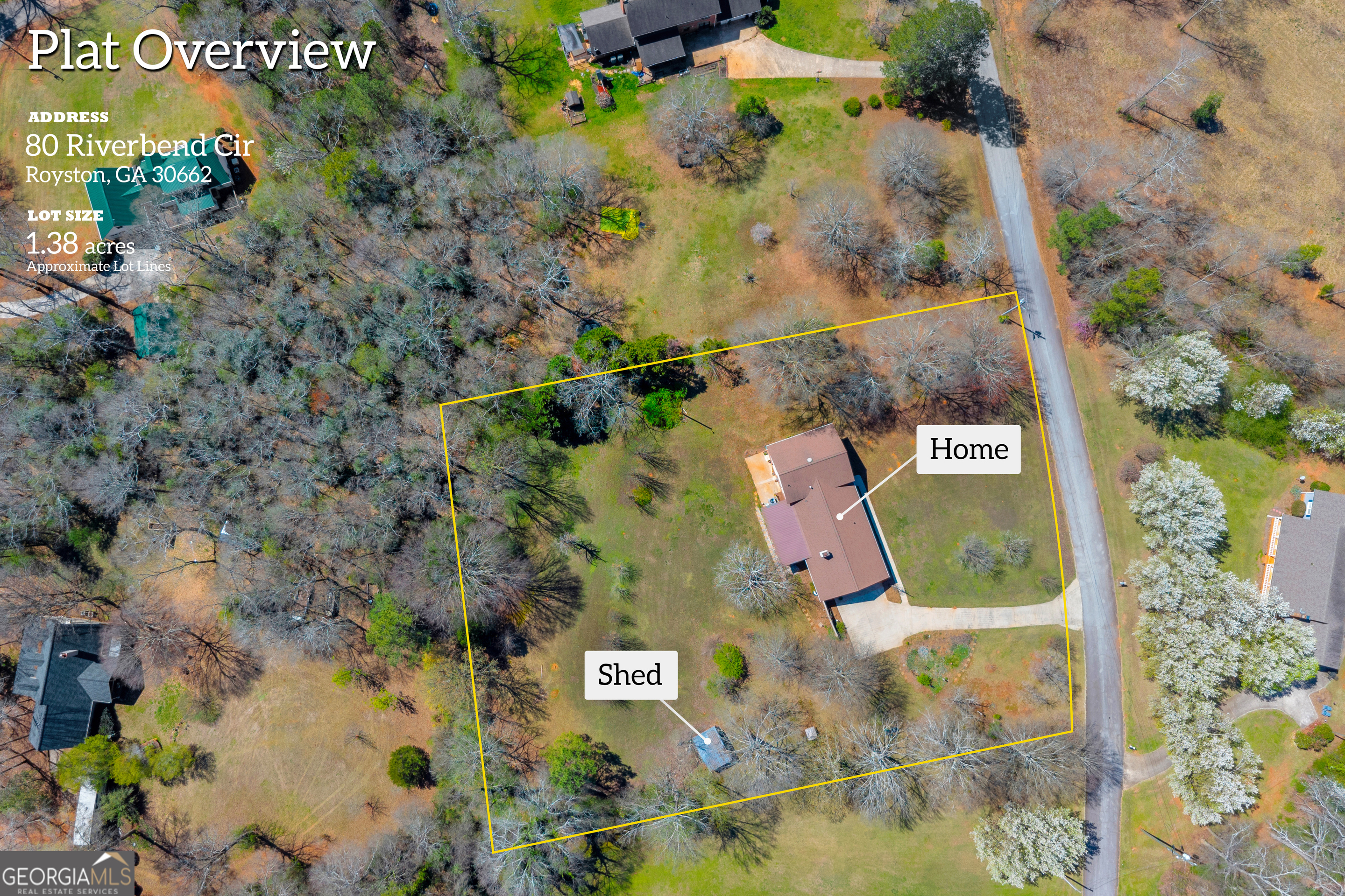 80 Riverbend Circle Royston, GA 30662 - Photo 48 of 70 an aerial view of residential houses with outdoor space