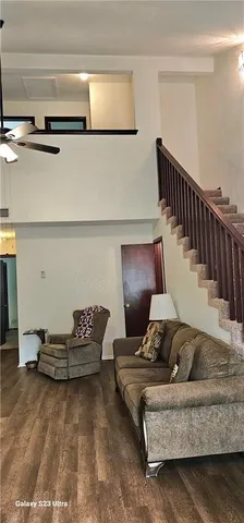 a living room with furniture and a couch