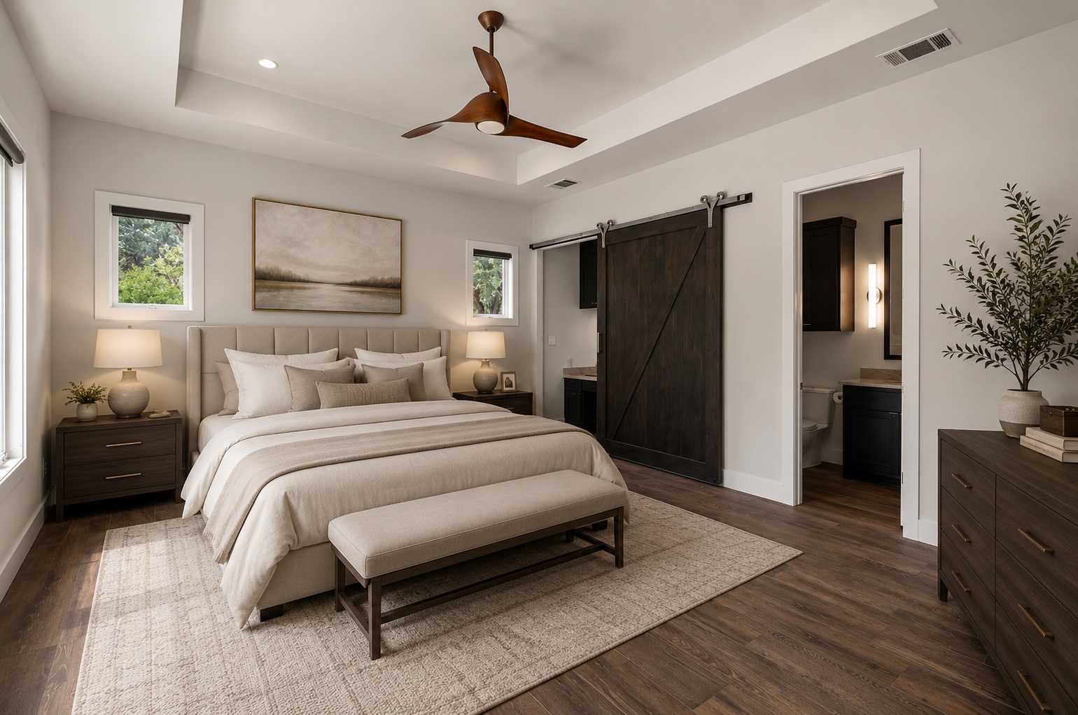 11002 Foundation Road Austin, TX 78726 - Photo 27 of 40 a bedroom with a bed and a chandelier