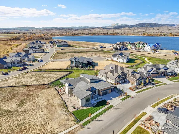 an aerial view of a house with outdoor space