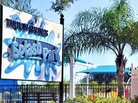 a view of a swimming pool with a table and chairs