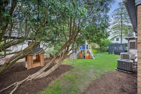 a view of a yard with a house and a tree