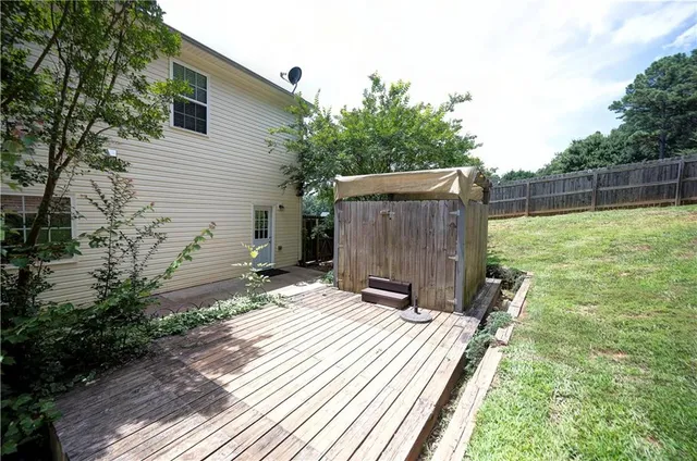 a view of a garage with storage