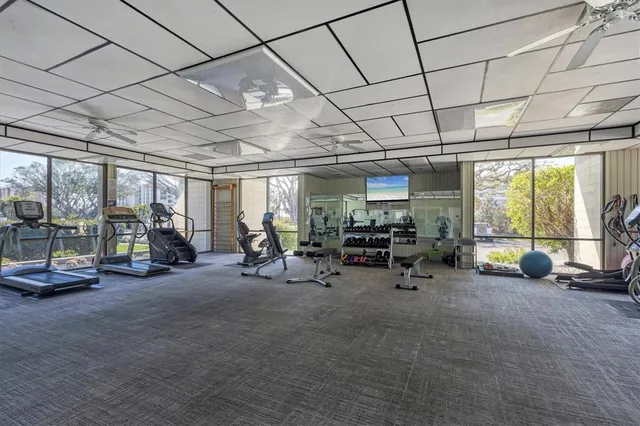 a view of a room with gym equipment