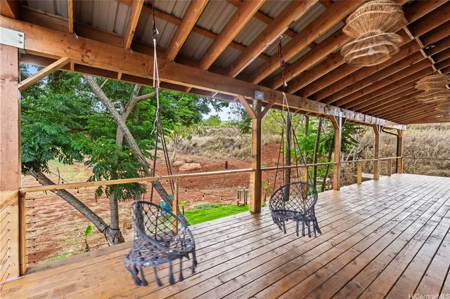 a deck view with a seating space