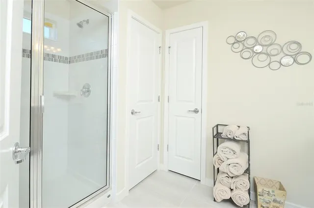 a bathroom with a shower