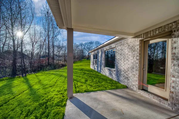 a backyard of a house with lots of green space