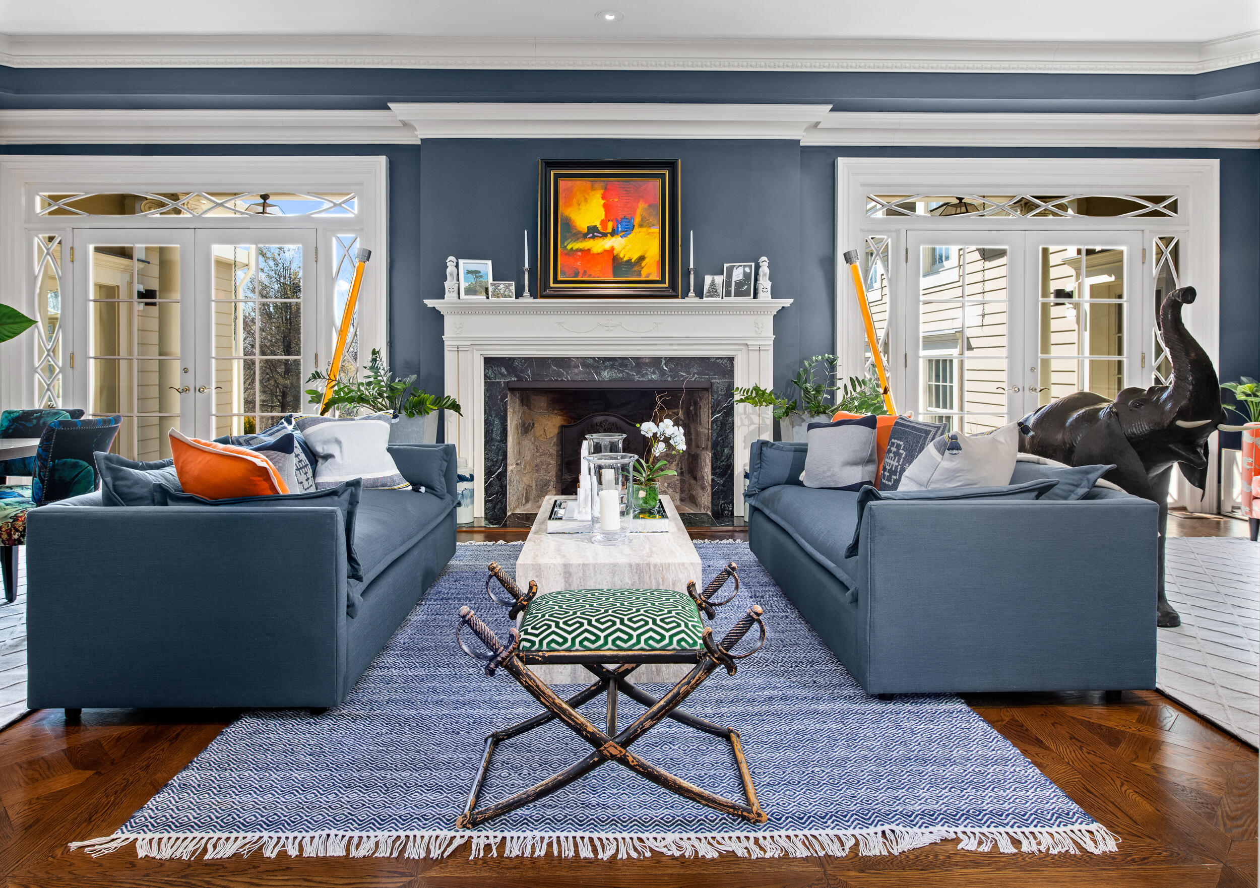235 Brushy Ridge Road New Canaan, CT 06840 - Photo 3 of 28 a living room with furniture and a fireplace