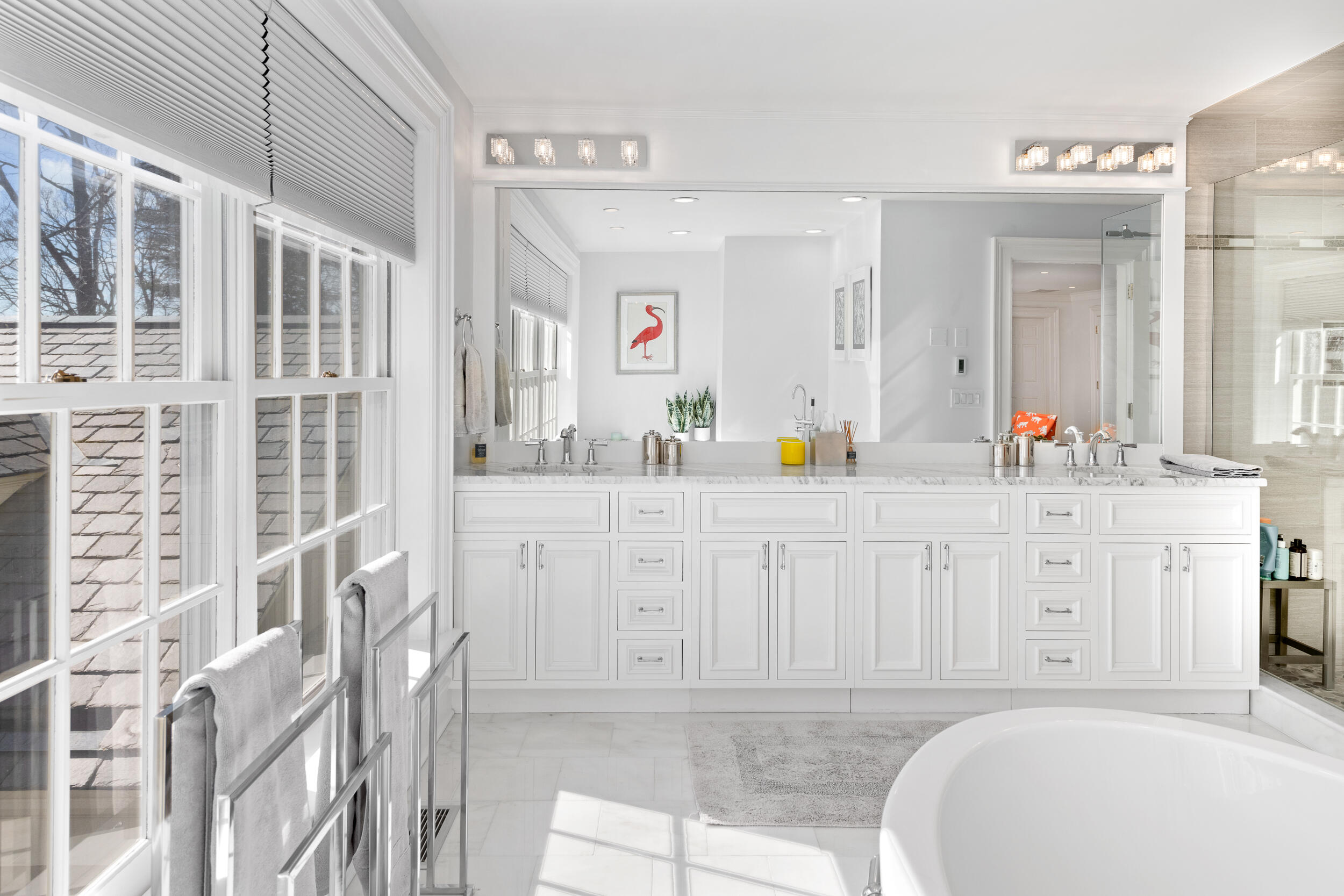 235 Brushy Ridge Road New Canaan, CT 06840 - Photo 23 of 28 a spacious bathroom with a sink double vanity