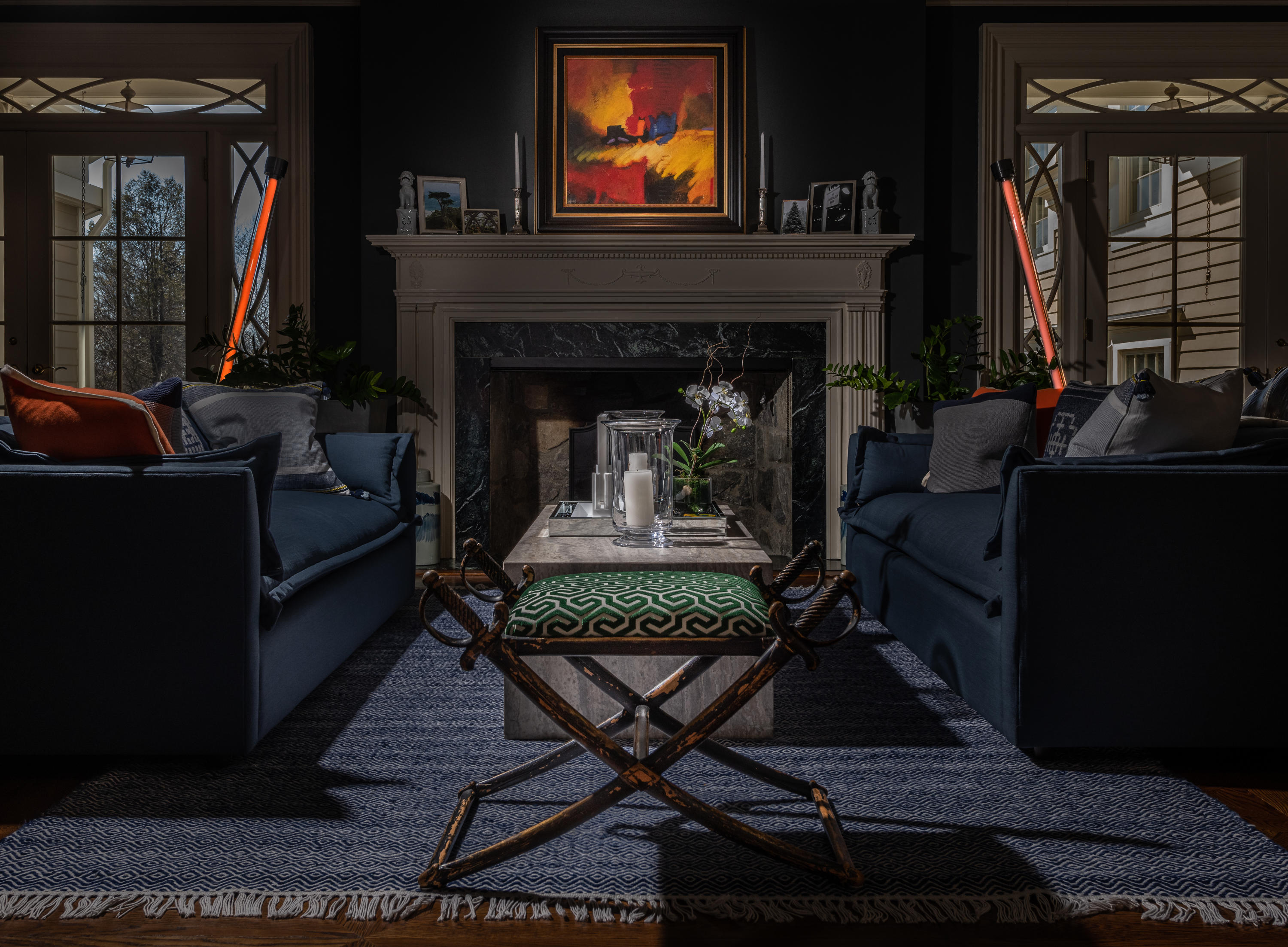 235 Brushy Ridge Road New Canaan, CT 06840 - Photo 5 of 28 a living room with furniture a flat screen tv and a fireplace