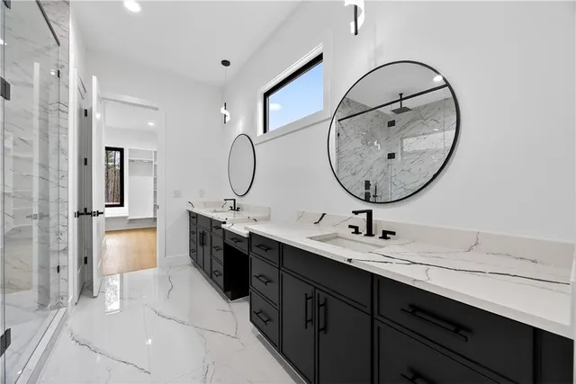 a bathroom with a shower