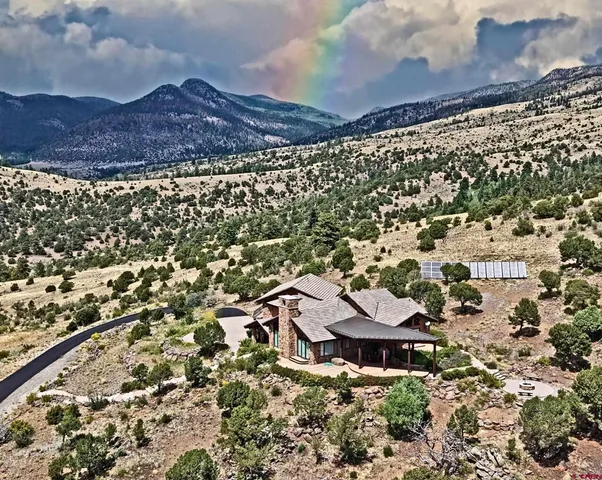 a view of a city with a mountain