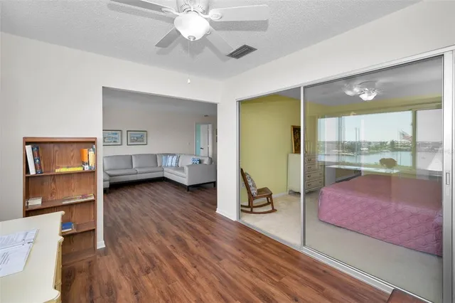 a view of wooden floor with a lake