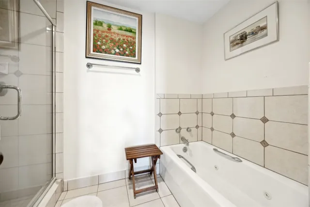 a view of a garden with an tree